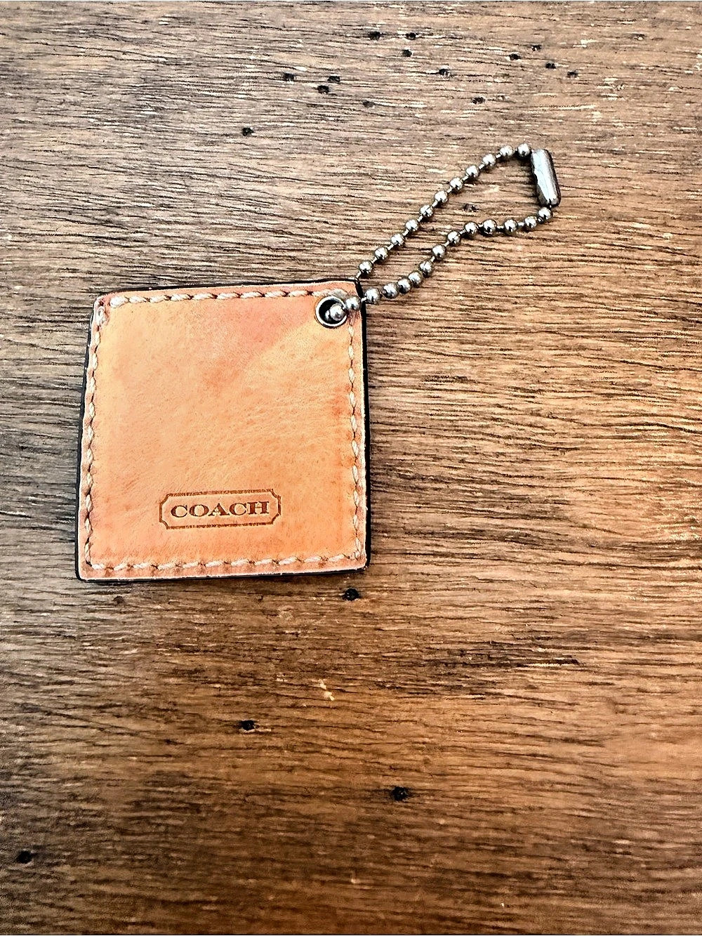 Y2K Mini Coach Leather Picture Bag Tag Charm Tan